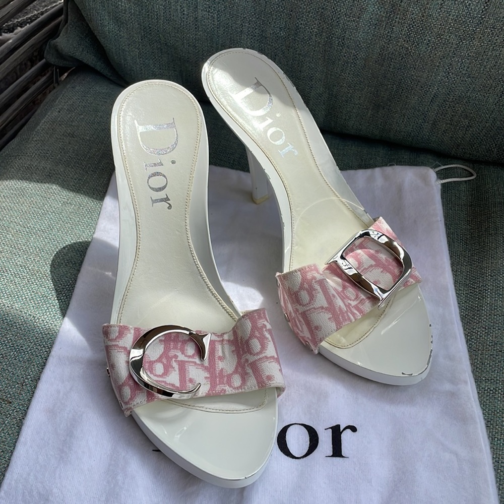 Y2k pink Christian Dior monogram heels